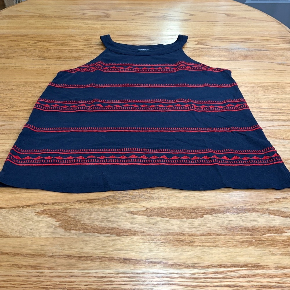 J. Jill Dark Blue and Red Striped Tank Top